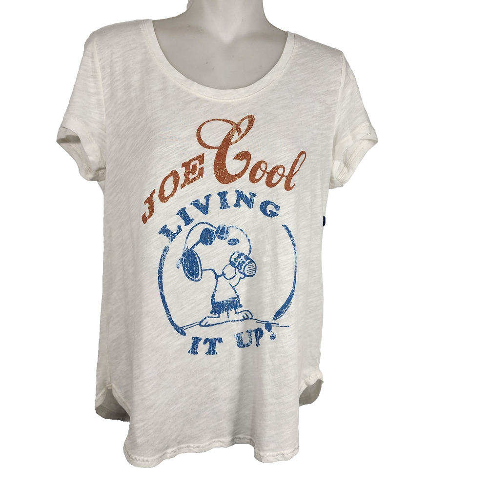 Abercrombie & Fitch Womens T Shirt Peanuts Joe Cool Graphic Snoopy Vtg White M
